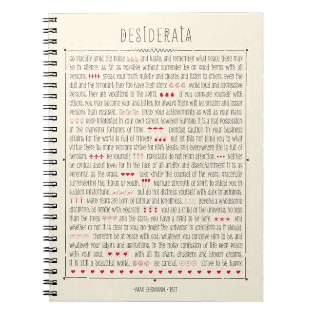 Desiderata Inspirational Poem Notebook (Front)