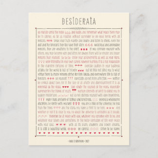 Desiderata Inspirational Poem Postcard