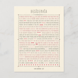 Desiderata Inspirational Poem Postcard