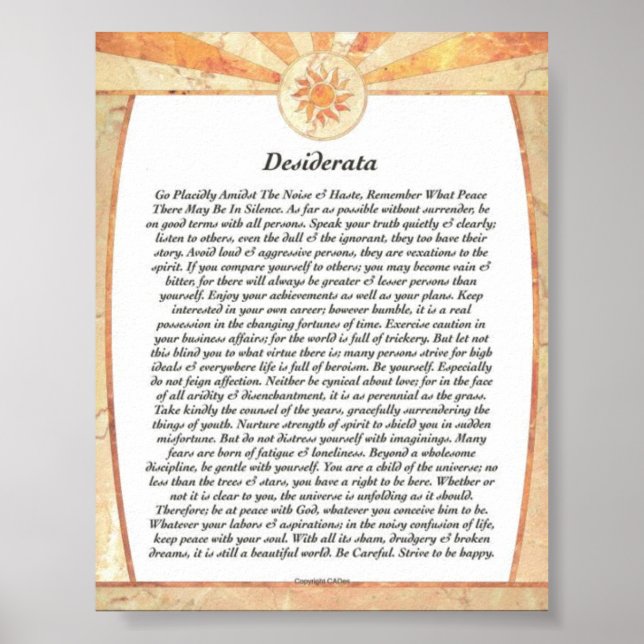 DESIDERATA Marble Aztec Sun Poster (Front)