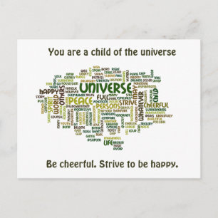 Desiderata Motivational Word Cloud Postcard