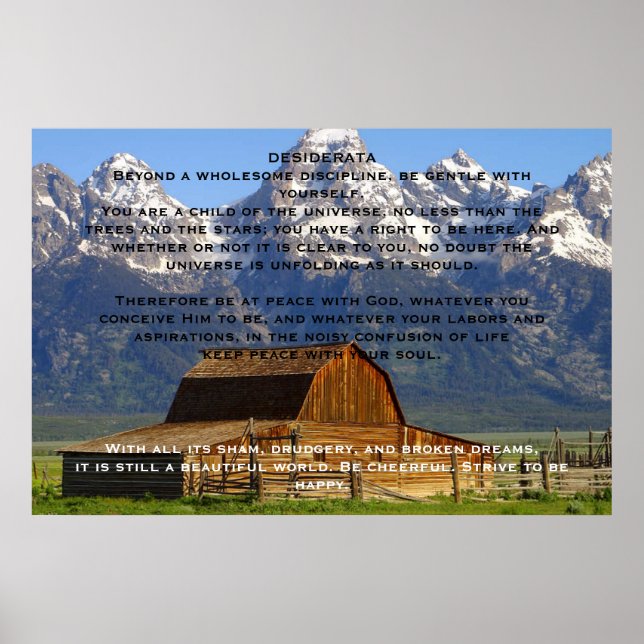DESIDERATA Mountain Cabin Posters (Front)