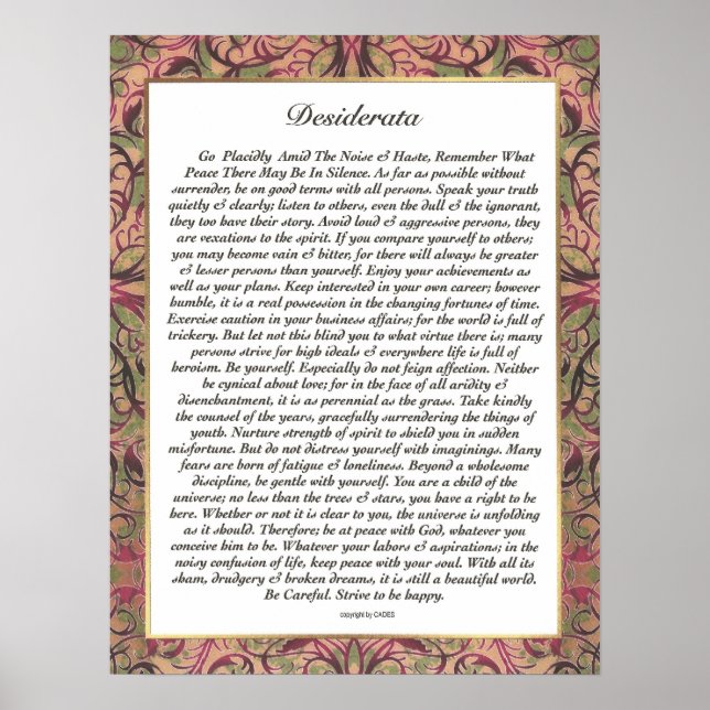 DESIDERATA Multicolor Trim Poster (Front)