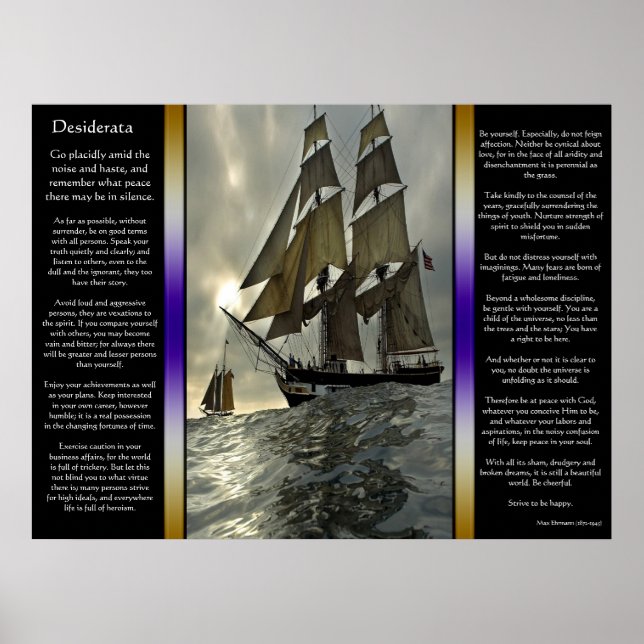 Desiderata Ocean Sail Boat Posters (Front)