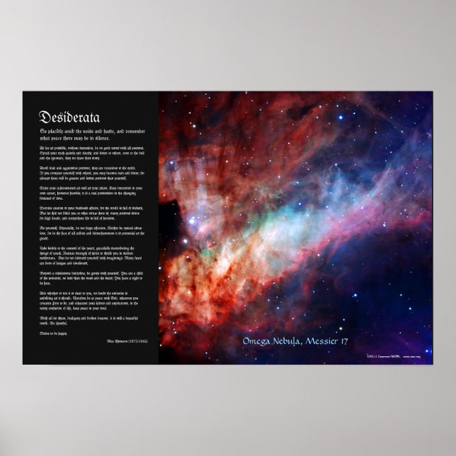 Desiderata - Omega Nebula, Messier 17 Poster (Front)