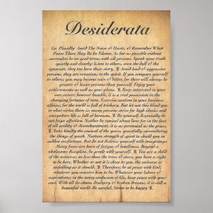 DESIDERATA on Embossed Wood Paper Poster