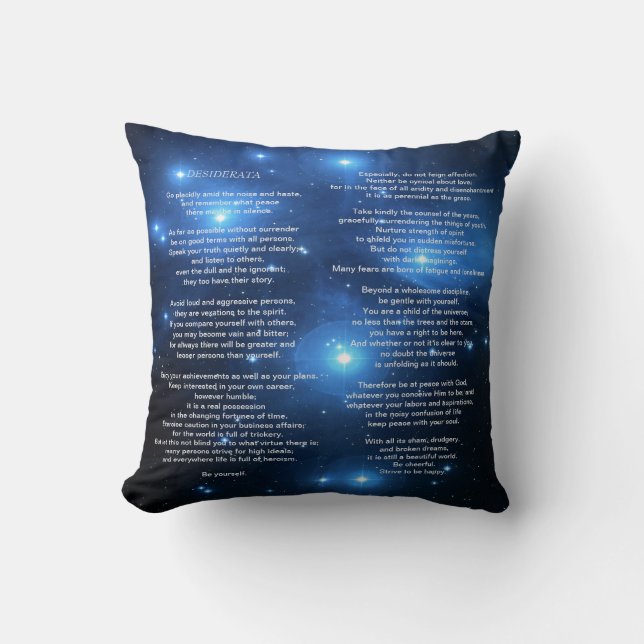 Desiderata on Pleiades Galaxy Cushion (Front)