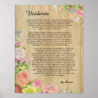 Desiderata on Rustic Wood Panel with Floral Trim