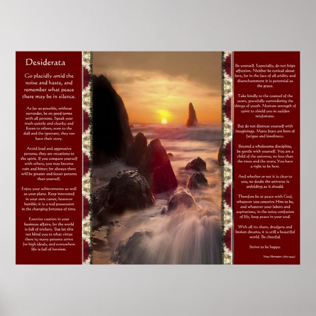 Desiderata Orange Ocean Posters (Front)