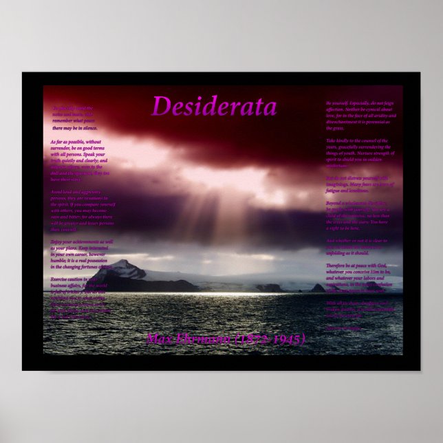 Desiderata Over Antarctic Waters Poster (Front)