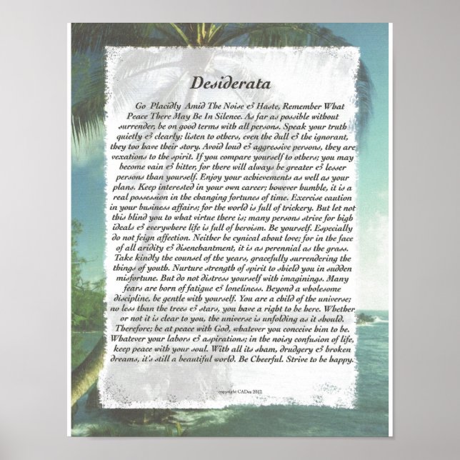 DESIDERATA Palm Beach Poster (Front)