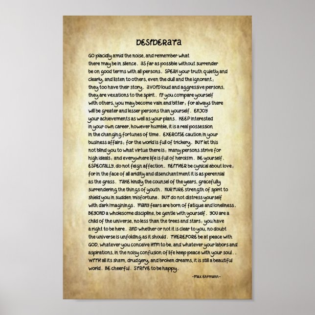 Desiderata Poem 8x12 Premium Canvas Poster (Front)