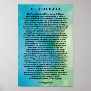 Desiderata Poem by Max Ehrmann Abstract Watercolor Poster