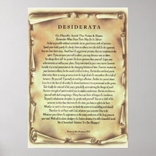 Desiderata Poem by Max Ehrmann Antique Scroll Poster