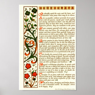Desiderata Poem by Max Ehrmann Hand Calligraphy Poster