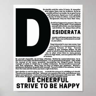 DESIDERATA Poem by Max Ehrmann Poster