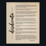 Desiderata Poem by Max Ehrmann Vintage Poster<br><div class="desc">This design features the poem "Desiderata" by Max Ehrmann. Poetry is a form of art that is often overlooked. However, it is a beautiful way to express emotions, share thoughts, and convey messages. Poems inspire people with words of wisdom and insight. This lovely poem print can be personalised further by...</div>