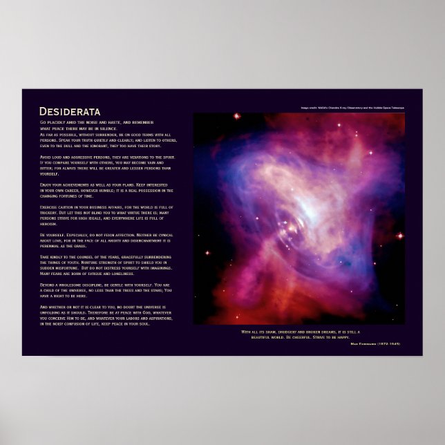 Desiderata Poem - Crab Pulsar Time Lapse Poster (Front)