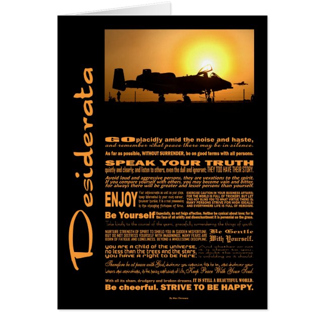 Desiderata Poem Desiderata A-10 Thunderbolt (Front)