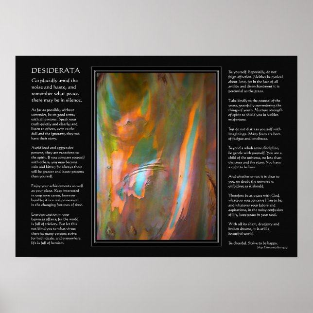 Desiderata poem - Eucalyptus Tree Bark Poster (Front)