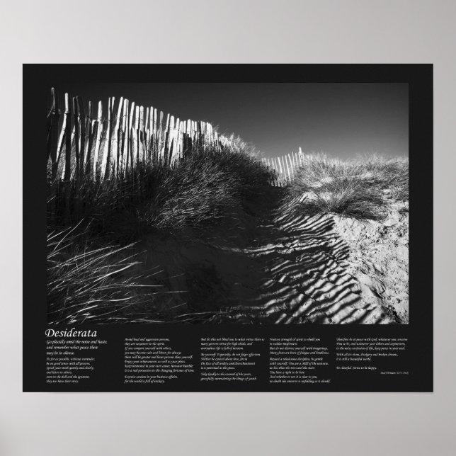 Desiderata Poem - Fencing In The Dunes, Fine Art Poster (Front)