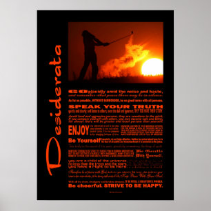 Desiderata Poem Golfing At Sunset Poster