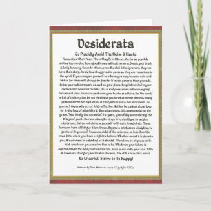 DESIDERATA Poem Max Ehrmann-Mediaeval Calligraphy Card