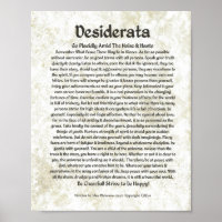 DESIDERATA Poem  Max Ehrmann-Mediaeval Calligraphy