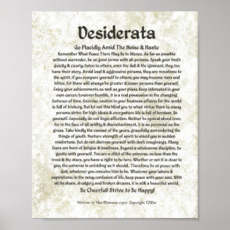 DESIDERATA Poem Max Ehrmann-Mediaeval Calligraphy Poster