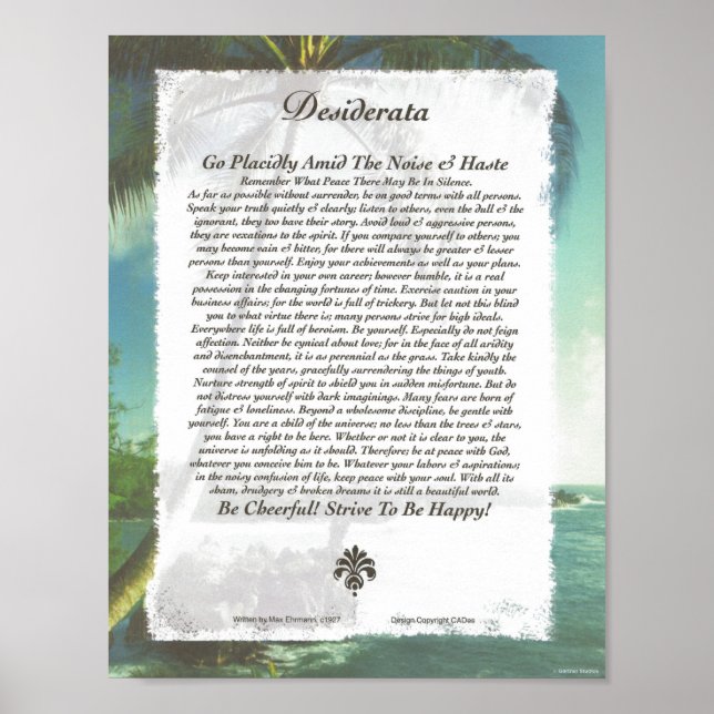 DESIDERATA Poem=Max Ehrmann=Palm Beach Poster (Front)