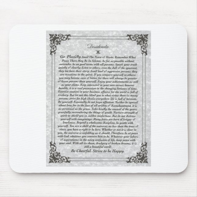 DESIDERATA Poem Mouse Pad (Front)