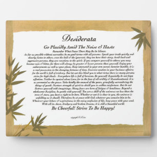 Desiderata Poem on Bamboo Plaque