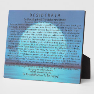 Desiderata Poem on Blue Sunset Plaque
