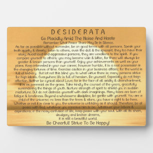 Desiderata Poem on Sunset Plaque
