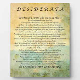 Desiderata Poem on Watercolor Forest Plaque