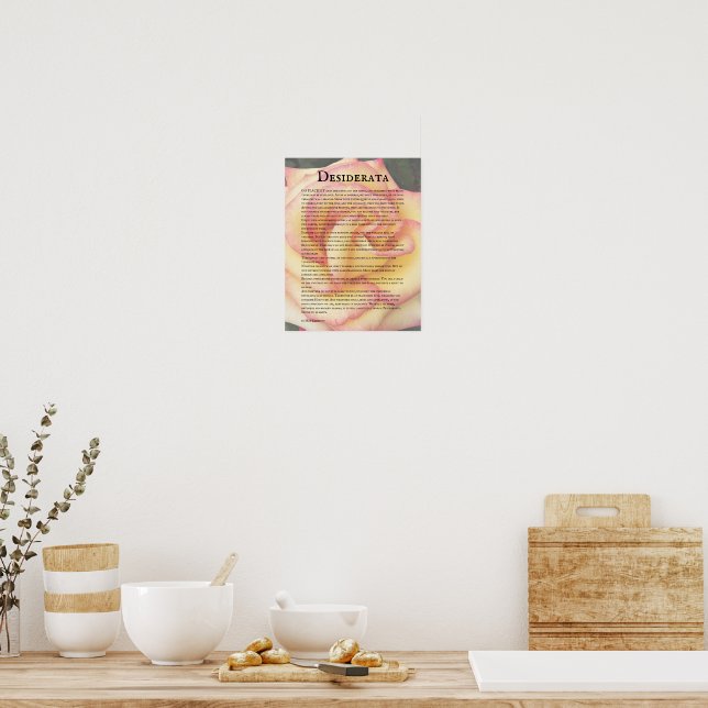 Desiderata Poem Pink and Yellow Rose Poster (Kitchen)