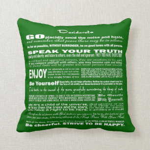 Desiderata Poem Poetry Poesy Writing Verse (Green) Cushion