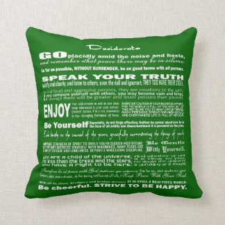 Desiderata Poem Poetry Poesy Writing Verse (Green) Cushion