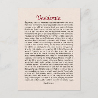 Desiderata Poem Postcard Mini Art