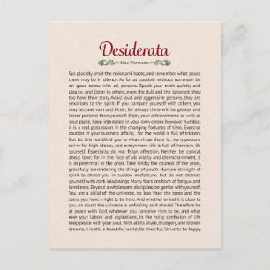 Desiderata Poem Postcard Mini Art