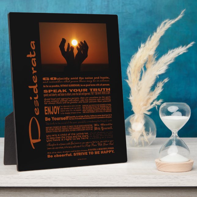 Desiderata Poem Praying At Sunsent Plaque (Side)