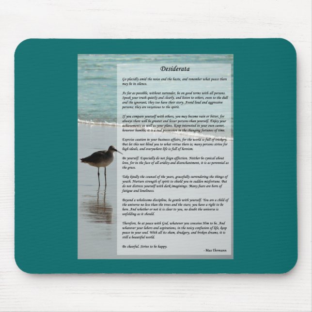 Desiderata Poem - Seagull on the Beach Scene Mouse Pad (Front)