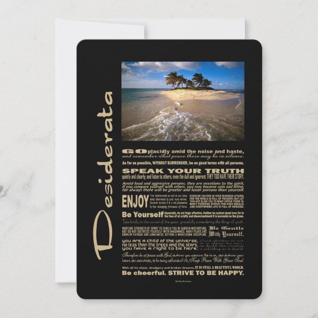 Desiderata Poem Small Solitary Island (Front)