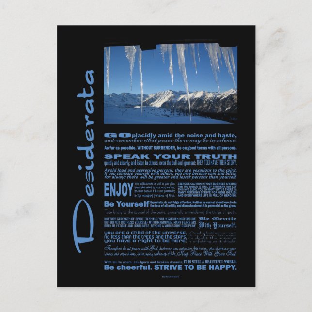 Desiderata Poem Ten Below Zero Postcard (Front)
