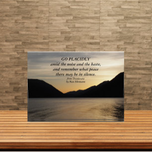 Desiderata Poem Verse Lake Sunset Photo Block