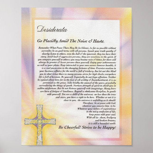 DESIDERATA Poem with Mosaic Cross Poster (Front)