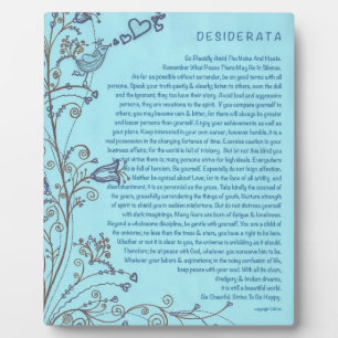 Desiderata Poem with the Bluebird of Happiness Plaque