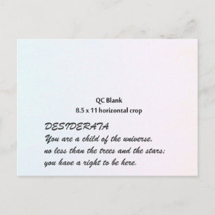 DESIDERATA postcard