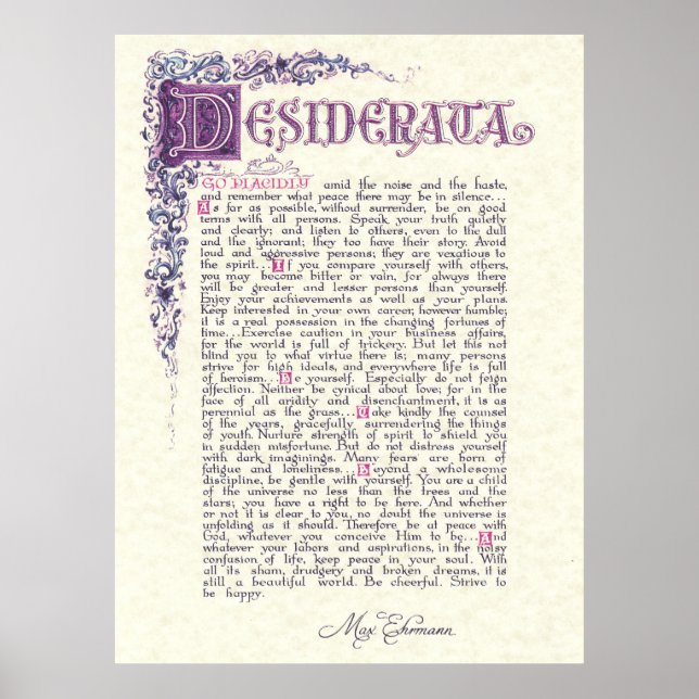 DESIDERATA POSTER (Front)