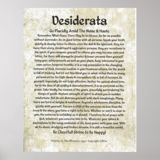 DESIDERATA Poster by Max Ehrmann MANY SIZES (Front)